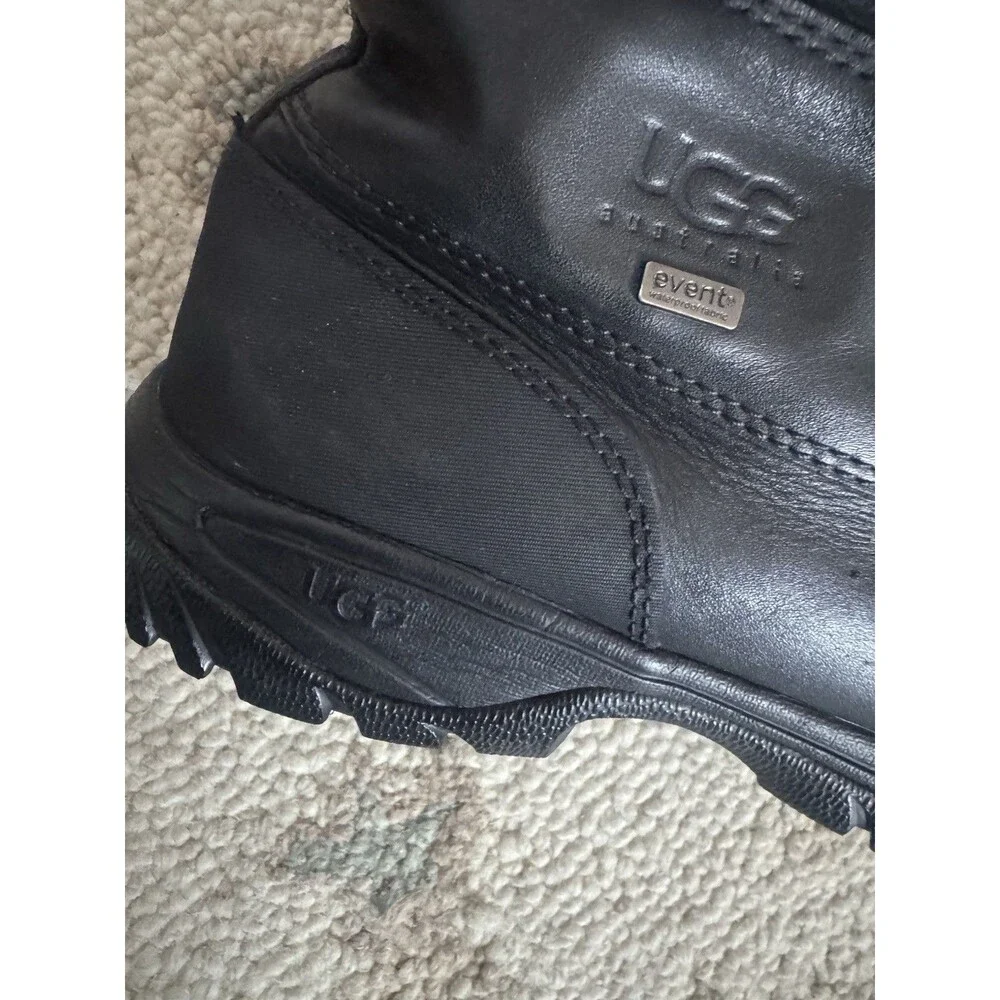 UGG Butte Sheepskin Vibran Lace Up Boots Winter Mens Size10 Black Leather Chukka - Picture 12 of 12